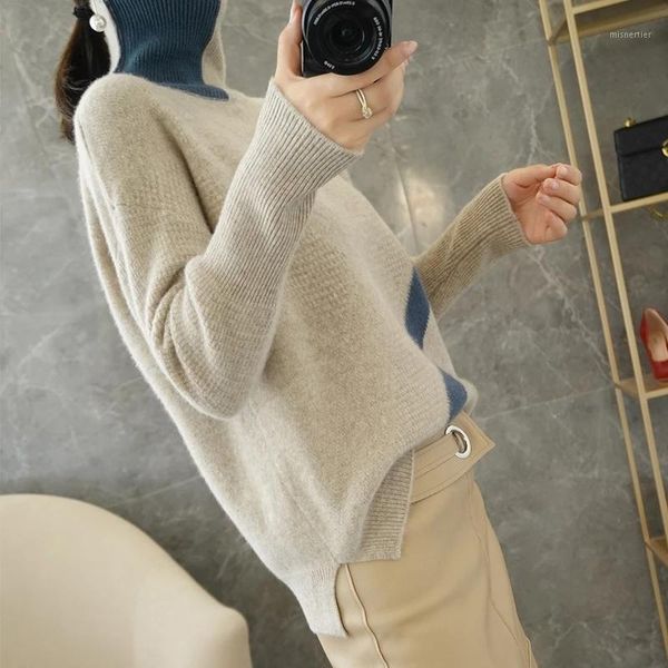 autumn and winter fashion contrast color turtleneck sweater ladies loose pullover lapel wool knit women's sweaters, White;black
autumn and winter fashion contrast color turtleneck sweater ladies loose pullover lapel wool knit women's sweaters, White;black