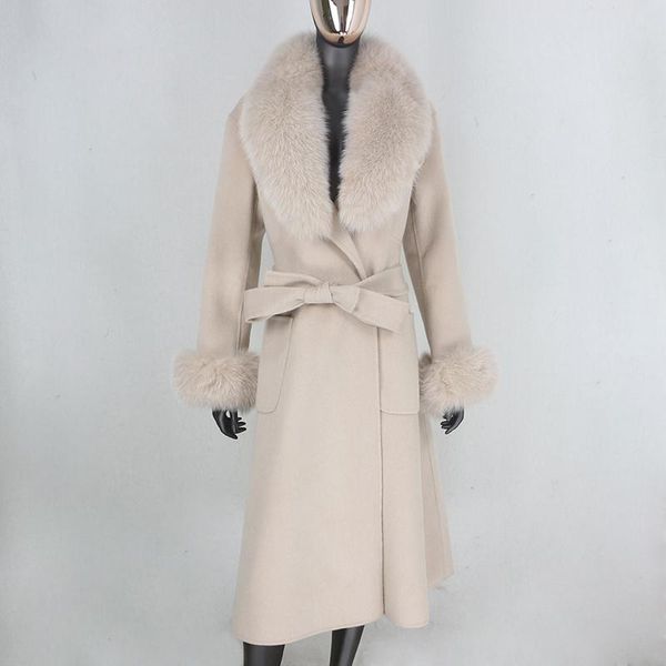 women's wool & blends 2021 x-long cashmere real fur coat belt winter jacket women natural collar and cuffs streetwear, Black
women's wool & blends 2021 x-long cashmere real fur coat belt winter jacket women natural collar and cuffs streetwear, Black