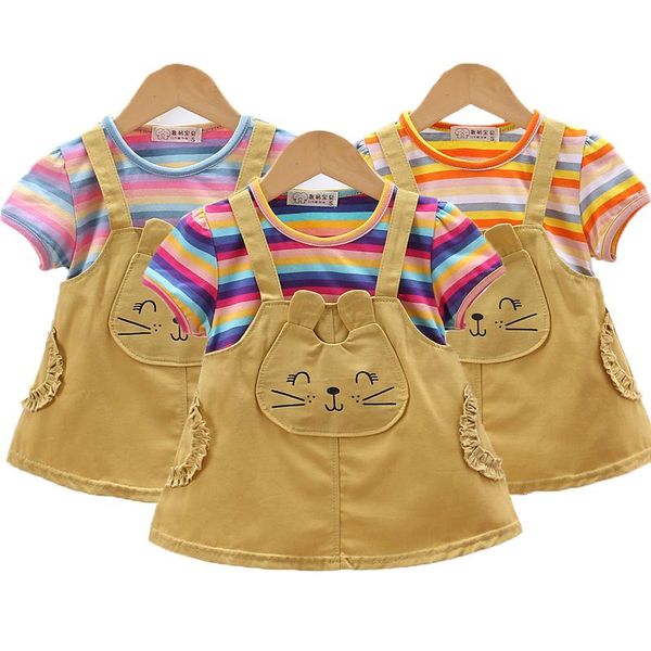 baby girls clothing set spring rainbow stripes shirt + cat skirt 2pcs suit for kids birthday present toddler children clothes, White
baby girls clothing set spring rainbow stripes shirt + cat skirt 2pcs suit for kids birthday present toddler children clothes, White