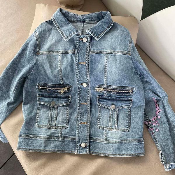 women's jackets flower embroidered ladies denim jacket turn-down collar long sleeve fashion wild casual women, Black;brown
women's jackets flower embroidered ladies denim jacket turn-down collar long sleeve fashion wild casual women, Black;brown