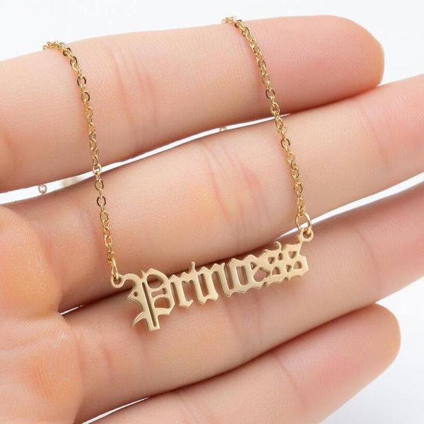 pendant necklaces stainless steel couple vintage english alphabet necklace princess prince chain jewelry collar choker halloween, Silver
pendant necklaces stainless steel couple vintage english alphabet necklace princess prince chain jewelry collar choker halloween, Silver