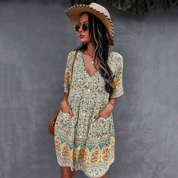 vintage beach ruffles mini dress women summer women's v neck printed bow a-line mini pocket dress female vestidos 210514, Black;gray
vintage beach ruffles mini dress women summer women's v neck printed bow a-line mini pocket dress female vestidos 210514, Black;gray