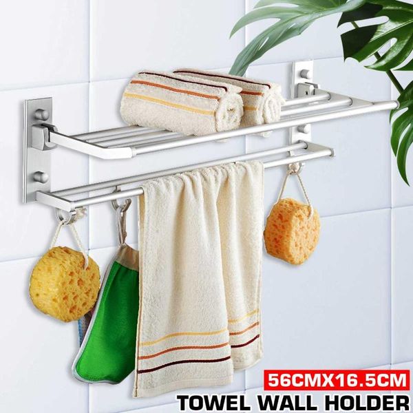 towel racks 2 layer alumimum foldable bathroom rack holder wall mounted storage hanger kitchen el clothes shelf with 5 hooks
towel racks 2 layer alumimum foldable bathroom rack holder wall mounted storage hanger kitchen el clothes shelf with 5 hooks