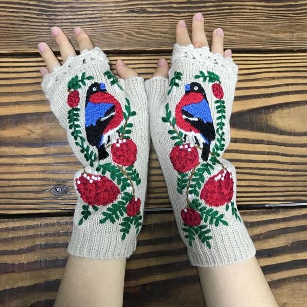 five fingers gloves fashion women' autumn knitted handmade embroidery embroidered bird flowers mid long half finger warm wool winter, Blue;gray
five fingers gloves fashion women' autumn knitted handmade embroidery embroidered bird flowers mid long half finger warm wool winter, Blue;gray