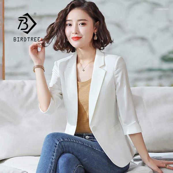 women's suits & blazers 2021 solid blazer jacket three quarter single button notched slim female lady work coat s c96107z1, White;black
women's suits & blazers 2021 solid blazer jacket three quarter single button notched slim female lady work coat s c96107z1, White;black