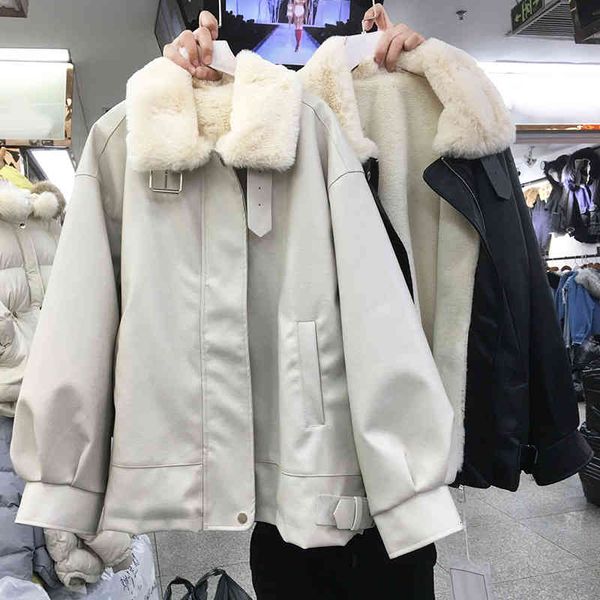 women's down & parkas pu leather motorcycle clothes women's loose korean zipper winter coat lamb cashmere cotton jacket short x2k5, Black
women's down & parkas pu leather motorcycle clothes women's loose korean zipper winter coat lamb cashmere cotton jacket short x2k5, Black