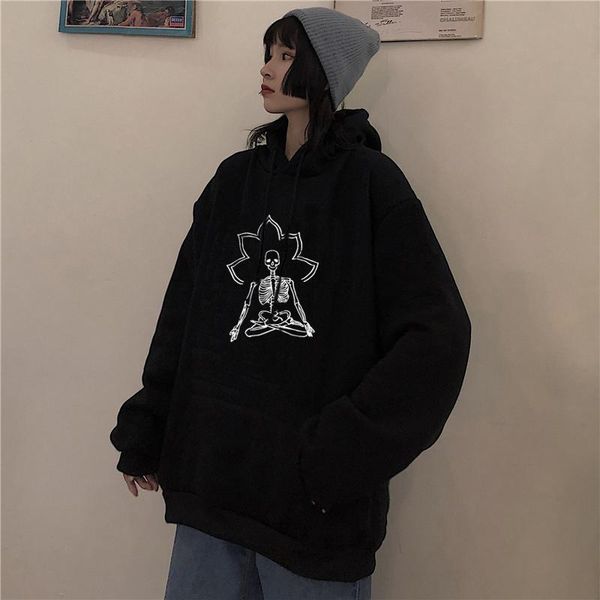 women's hoodies & sweatshirts autumn winter japanese bone print harajuku casual streetwear funny loose cotton o-neck vintage woman hood, Black
women's hoodies & sweatshirts autumn winter japanese bone print harajuku casual streetwear funny loose cotton o-neck vintage woman hood, Black