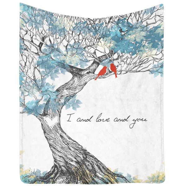 love letter message blanket i and love and you, love birds in the tree blanket for couch bed chair 
love letter message blanket i and love and you, love birds in the tree blanket for couch bed chair