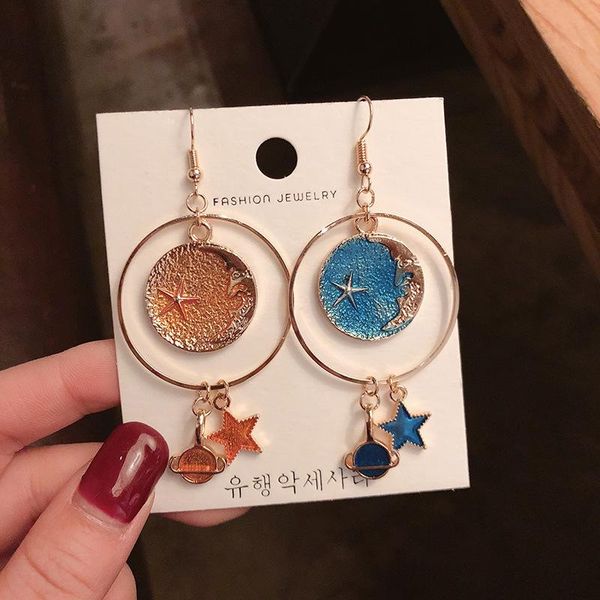 fashion blue space universe moon star earrings for women gold color planet circle long dangle & chandelier, Silver
fashion blue space universe moon star earrings for women gold color planet circle long dangle & chandelier, Silver