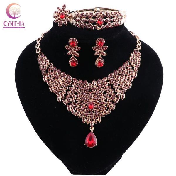 earrings & necklace wedding jewelry set red crystal gold color bracelet ring for women party bridal sets, Silver
earrings & necklace wedding jewelry set red crystal gold color bracelet ring for women party bridal sets, Silver