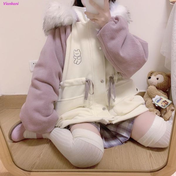 women's trench coats japanese winter preppy style soft girly coat sweet cartoons embroidery bear cute hooded 2021 kawaii keep warm cott, Tan;black
women's trench coats japanese winter preppy style soft girly coat sweet cartoons embroidery bear cute hooded 2021 kawaii keep warm cott, Tan;black
