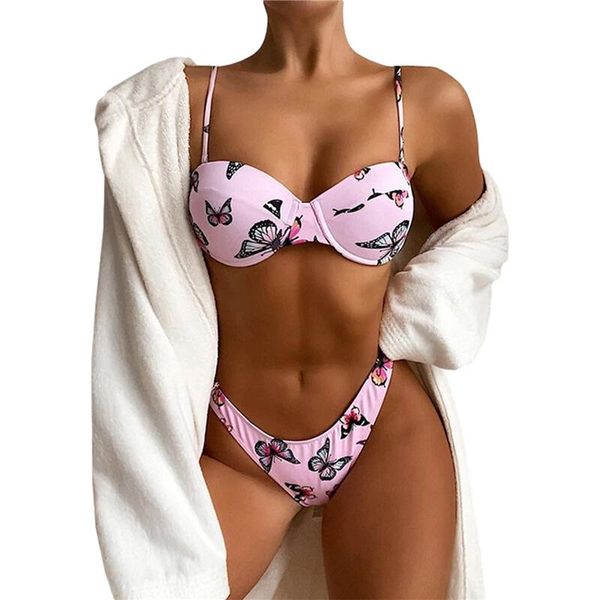 women's swimwear women split swimsuit set, butterfly print backless v-neck bikini + high waist panties for summer, White;black
women's swimwear women split swimsuit set, butterfly print backless v-neck bikini + high waist panties for summer, White;black
