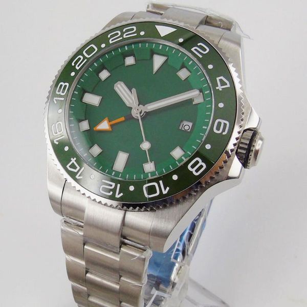 wristwatches 43mm green dial sapphire crystal ceramic bezel gmt function luminous marks automatic movement men's watch, Slivery;brown
wristwatches 43mm green dial sapphire crystal ceramic bezel gmt function luminous marks automatic movement men's watch, Slivery;brown