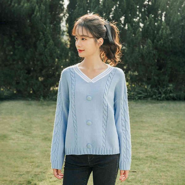 sweater spring arrivals women's soft milk blue pullover long sleeve art versatile contrast v-neck sweater 3680, White;black
sweater spring arrivals women's soft milk blue pullover long sleeve art versatile contrast v-neck sweater 3680, White;black