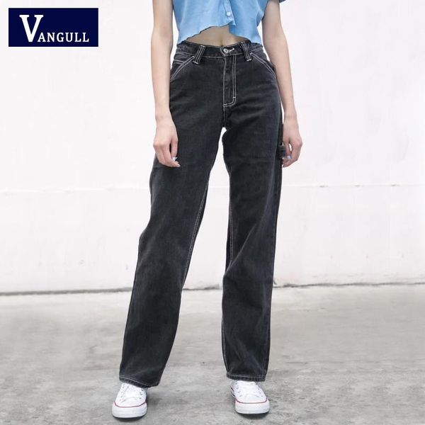 women's jeans vangull women high-rise faded black denim with white stitching straight leg pants casual spring autumn 2021, Blue
women's jeans vangull women high-rise faded black denim with white stitching straight leg pants casual spring autumn 2021, Blue