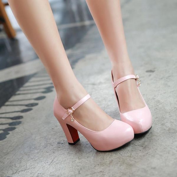 dress shoes women thick heel round head patent leather pumps white high rhinestone platform small big size 32 43, Black
dress shoes women thick heel round head patent leather pumps white high rhinestone platform small big size 32 43, Black