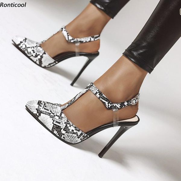 ronticool women summer sandals ankle strap 11cm stiletto heels pointed toe black red white snake party dress shoes us size 5-14
ronticool women summer sandals ankle strap 11cm stiletto heels pointed toe black red white snake party dress shoes us size 5-14