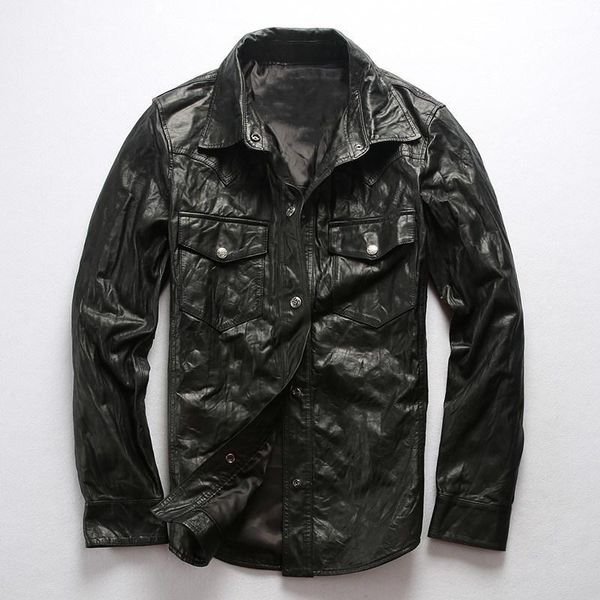 men's leather & faux 2021 black men slim fit europe style casual shirt plus size xxxl genuine thin sheepskin spring fashion coat
men's leather & faux 2021 black men slim fit europe style casual shirt plus size xxxl genuine thin sheepskin spring fashion coat