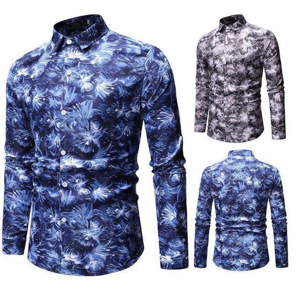 men's casual shirts mens slim fit 3d floral print long sleeve fashion men hawaiian shirt beach holiday hawaii camisas for, White;black
men's casual shirts mens slim fit 3d floral print long sleeve fashion men hawaiian shirt beach holiday hawaii camisas for, White;black