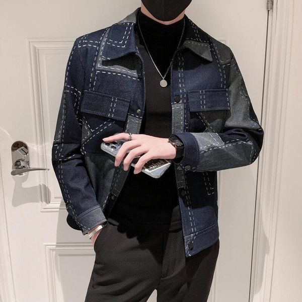men's jackets 2021 spring autumn men plaid street casual slim fit cotton jacket navy blue black fashion cowboy coat size s-3xl, Black;brown
men's jackets 2021 spring autumn men plaid street casual slim fit cotton jacket navy blue black fashion cowboy coat size s-3xl, Black;brown