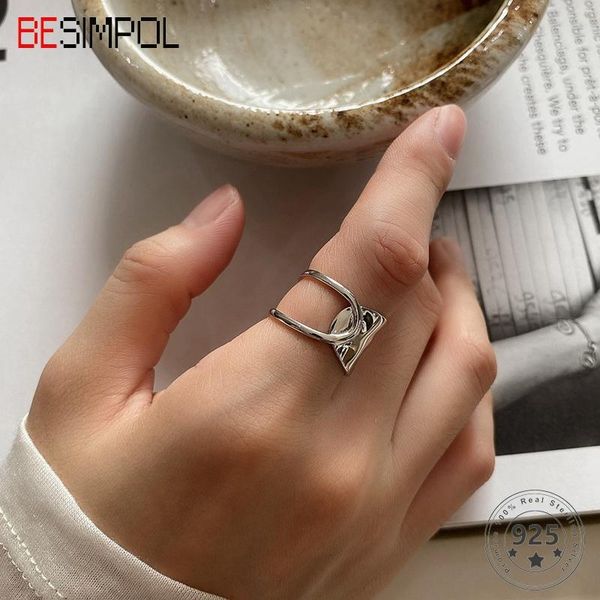 cluster rings besimpol real 925 sterling silver ring french style irregular shaped adjustable for women fashion trendy fine jewelry gifts, Golden;silver
cluster rings besimpol real 925 sterling silver ring french style irregular shaped adjustable for women fashion trendy fine jewelry gifts, Golden;silver