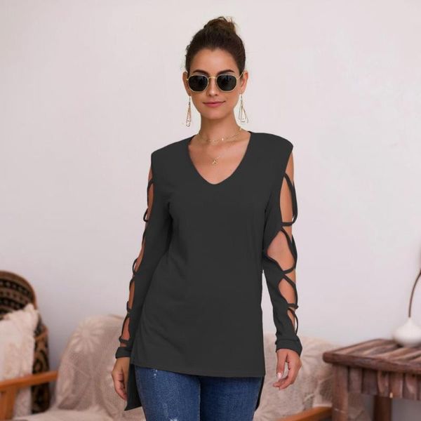 women's blouses & shirts shyloli casual hollow cross long sleeve v neck female t-shirt irregular solid color 2021 early autumn wome, White
women's blouses & shirts shyloli casual hollow cross long sleeve v neck female t-shirt irregular solid color 2021 early autumn wome, White