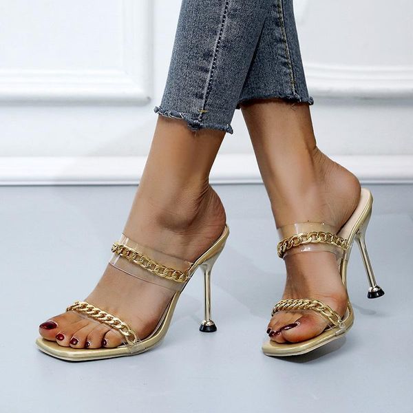 dress shoes transparent high heels pvc chain slippers women summer pumps open toe slides stiletto sandals 2021, Black
dress shoes transparent high heels pvc chain slippers women summer pumps open toe slides stiletto sandals 2021, Black