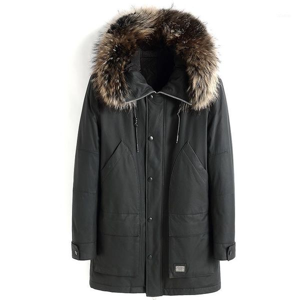 men's leather & faux genuine jacket men raccoon fur collar long coat winter cow down jackets z18jmn18009my1440, Black
men's leather & faux genuine jacket men raccoon fur collar long coat winter cow down jackets z18jmn18009my1440, Black