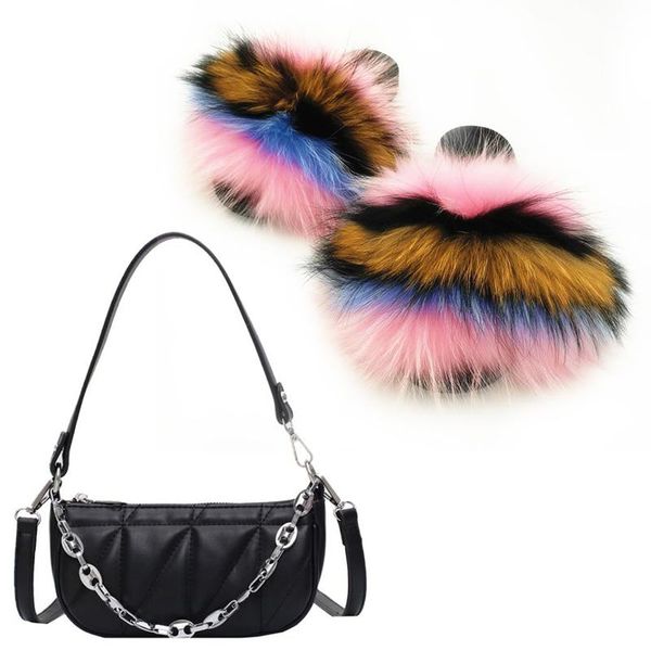 arrival fur slides with shoulder bag chain armpit girls summer big slippers designer handbag raccoon, Black
arrival fur slides with shoulder bag chain armpit girls summer big slippers designer handbag raccoon, Black