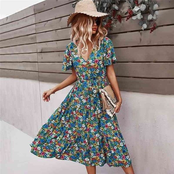spring new short sleeve floral dress women casual high waist v neck print dress for woman summer knee length dress 210325, Black;gray
spring new short sleeve floral dress women casual high waist v neck print dress for woman summer knee length dress 210325, Black;gray