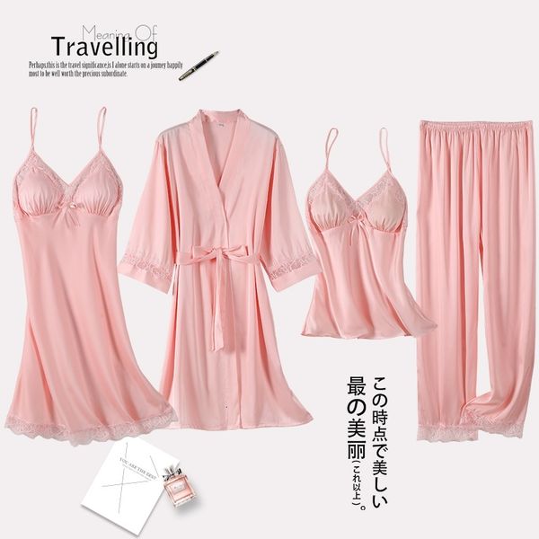 women's sleepwear lace satin 4pcs set pajamas for female kimono bathrobe gown satin nightwear pyjamas loose intimate lingerie, Black;red
women's sleepwear lace satin 4pcs set pajamas for female kimono bathrobe gown satin nightwear pyjamas loose intimate lingerie, Black;red