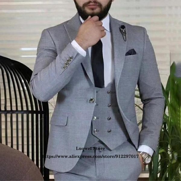 men's suits & blazers classic grey slim fit men double breasted 3 piece jacket vest pants set wedding groom tuxedo business blazer cost, White;black
men's suits & blazers classic grey slim fit men double breasted 3 piece jacket vest pants set wedding groom tuxedo business blazer cost, White;black