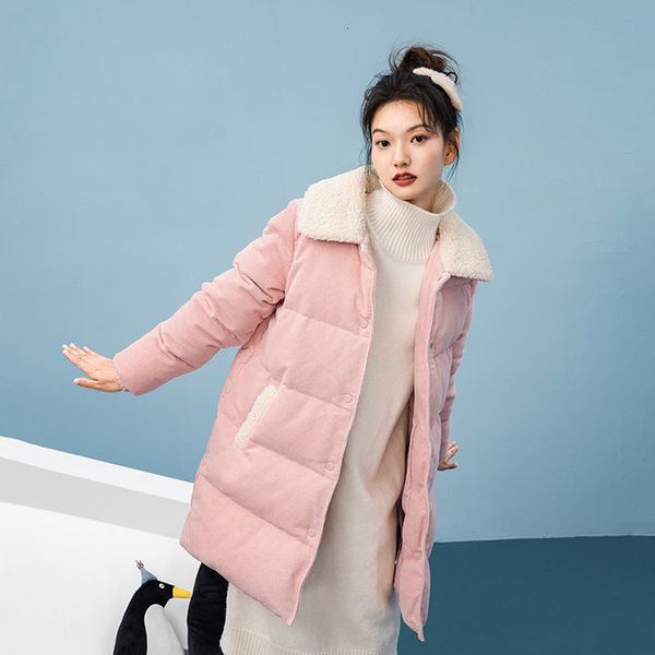 downs winter corduroy fur collar plush mid long white duck loose coat women's down jacket 5a3x, Black
downs winter corduroy fur collar plush mid long white duck loose coat women's down jacket 5a3x, Black