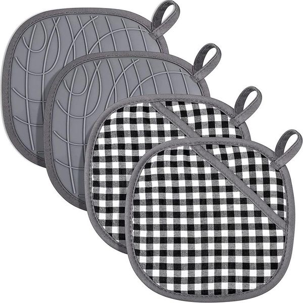 mats & pads 4 pieces silicone pot holders set heat resistant oven with pockets non slip grip large potholders for kitchen
mats & pads 4 pieces silicone pot holders set heat resistant oven with pockets non slip grip large potholders for kitchen