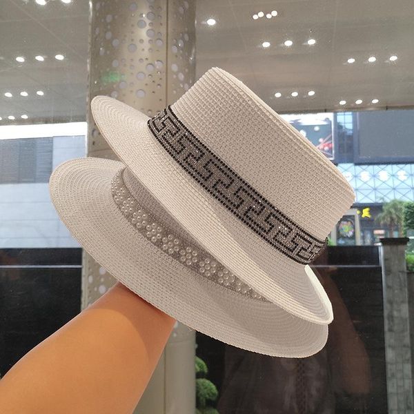 wide brim hats artificial diamond belt straw hat retro braided female loose sunscreen sunshade flat cap visors, Blue;gray
wide brim hats artificial diamond belt straw hat retro braided female loose sunscreen sunshade flat cap visors, Blue;gray
