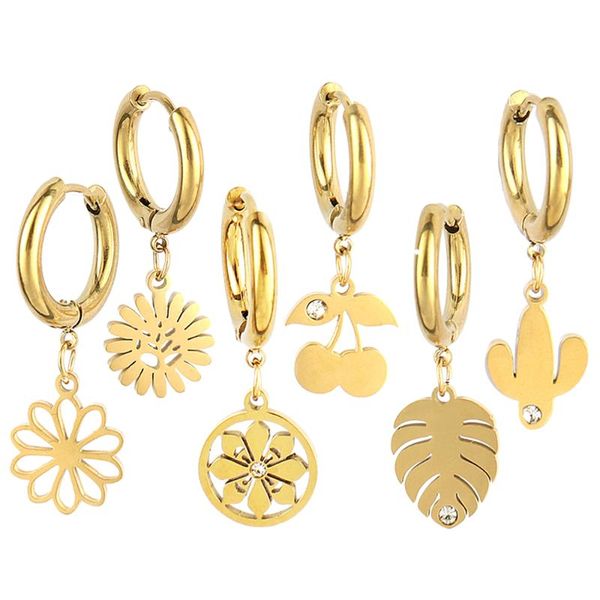 hoop & huggie gold silver color stainless steel earrings for women simple geometric round sun flower /cactus/ leaf pendant, Golden;silver
hoop & huggie gold silver color stainless steel earrings for women simple geometric round sun flower /cactus/ leaf pendant, Golden;silver