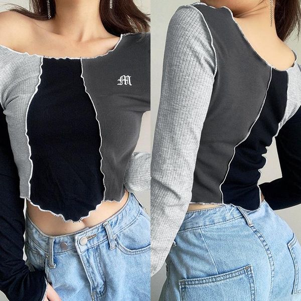 women's t-shirt patchwork irregular crop t shirt women casual harajuku cotton tshirts autumn long sleeve tee letter, White
women's t-shirt patchwork irregular crop t shirt women casual harajuku cotton tshirts autumn long sleeve tee letter, White