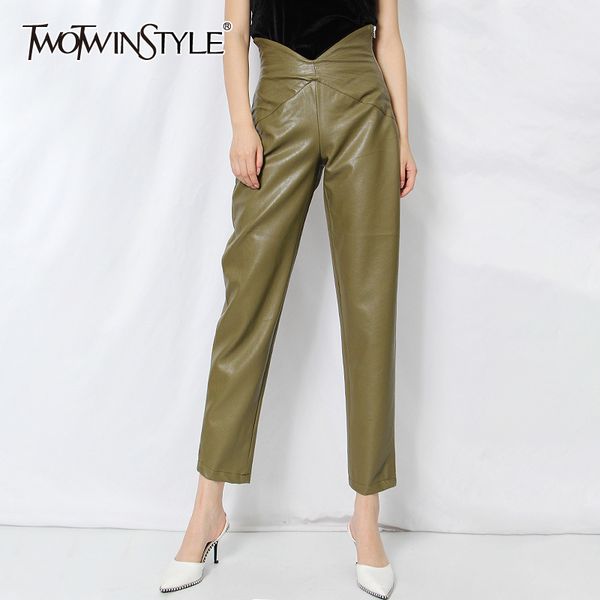 twotwinstyle casual leather pants for women high waist minimalist large size loose pants female fashion new clothes summer 210319, Black;white
twotwinstyle casual leather pants for women high waist minimalist large size loose pants female fashion new clothes summer 210319, Black;white