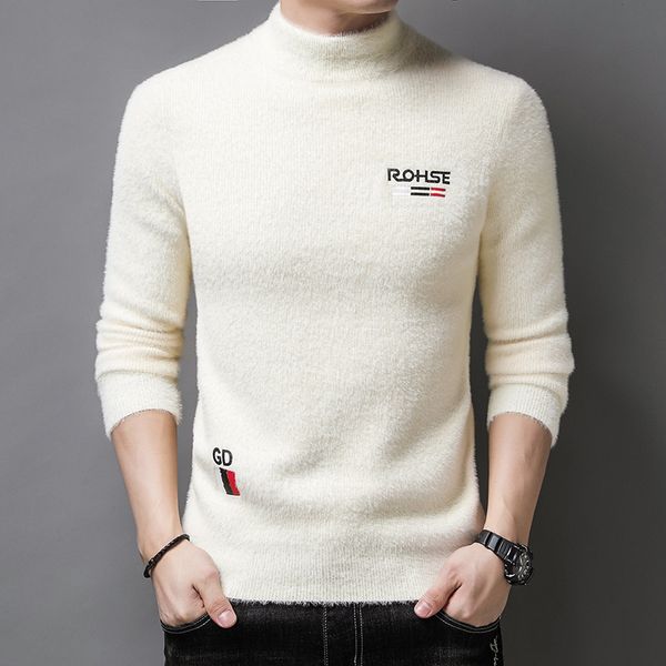 2021 winter half high neck sweater thickened warm korean mink knitted bottomed shirt men's wear, White;black
2021 winter half high neck sweater thickened warm korean mink knitted bottomed shirt men's wear, White;black