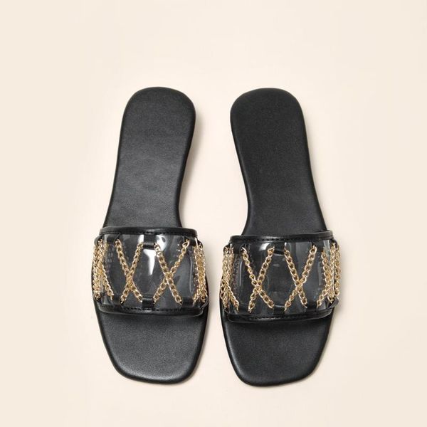 slippers 2021 summer large size women's retro metal buttons square head flat sandals and chains women, Black
slippers 2021 summer large size women's retro metal buttons square head flat sandals and chains women, Black