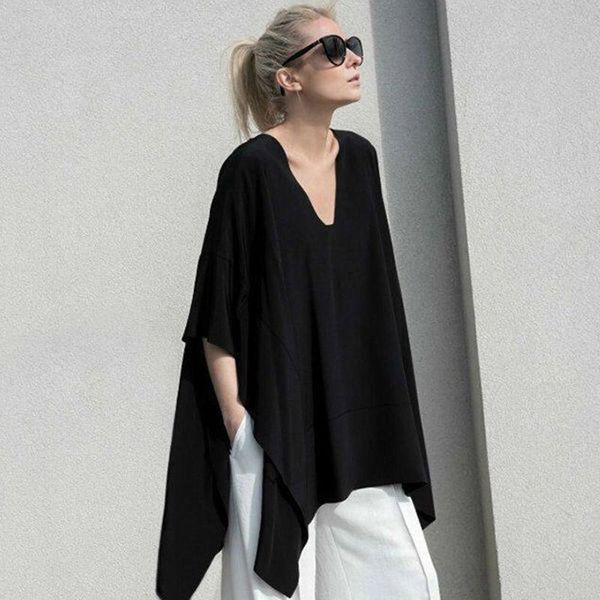 women's t-shirt summer loose and thin fashion v-neck short-sleeved bat-sleeved plus size women, White
women's t-shirt summer loose and thin fashion v-neck short-sleeved bat-sleeved plus size women, White