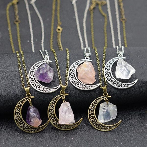 pendant necklaces nature stones moon necklace retro alloy men women jewelry a66, Silver
pendant necklaces nature stones moon necklace retro alloy men women jewelry a66, Silver