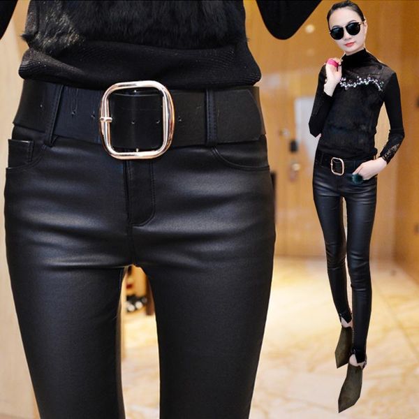 women's pants & capris autumn winter high waist faux leather leggings women elastic skinny pencil plus size female trousers, Black;white
women's pants & capris autumn winter high waist faux leather leggings women elastic skinny pencil plus size female trousers, Black;white