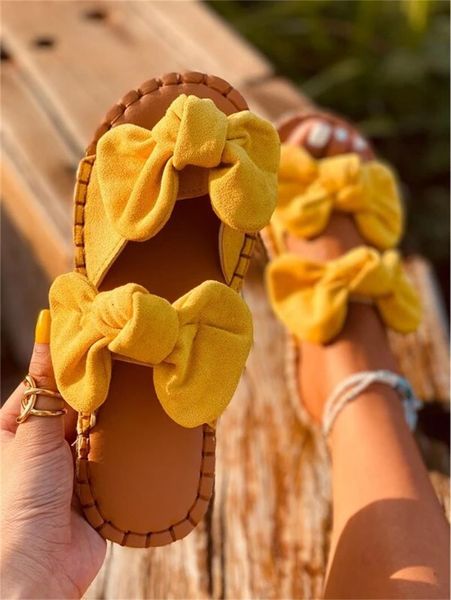 Ladies Handmade Imitation Suede Big Bow Flat Bottom Non-slip Comfortable Cute Sweet Summer Fashion Sandals and Slippers 1KB035, Yellow
Ladies Handmade Imitation Suede Big Bow Flat Bottom Non-slip Comfortable Cute Sweet Summer Fashion Sandals and Slippers 1KB035, Yellow