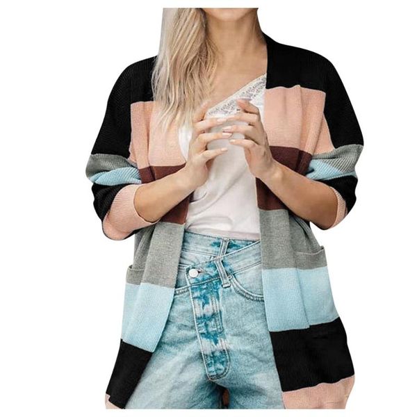 2021 autumn coat fashion knitted cardigan ladies sweater patchwork woman loose long women's jackets, Black;brown
2021 autumn coat fashion knitted cardigan ladies sweater patchwork woman loose long women's jackets, Black;brown