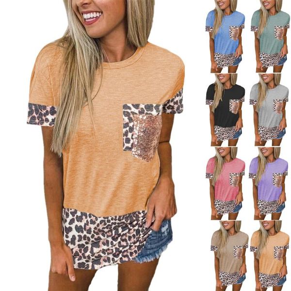 women's t-shirt women t-shirts summer leopard print stitching pocket round neck short-sleeved harajuku streetwear, White
women's t-shirt women t-shirts summer leopard print stitching pocket round neck short-sleeved harajuku streetwear, White
