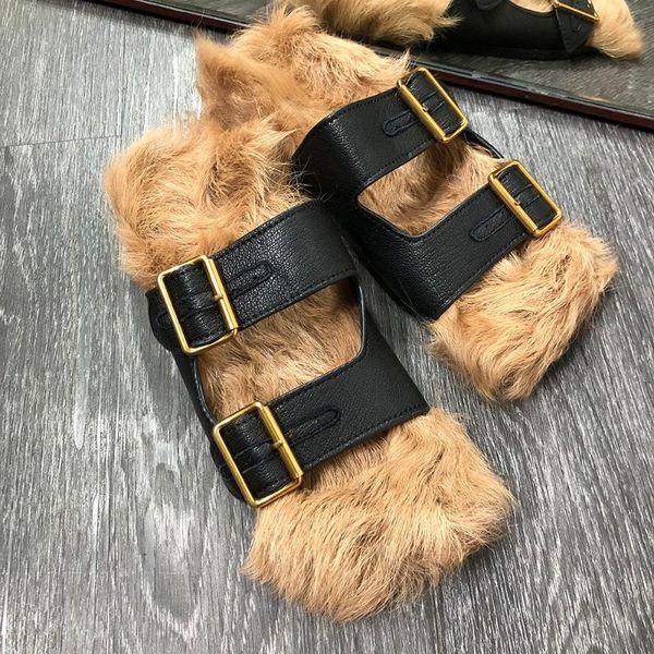 slippers yoloagain fashion women flat house ladies furry real lamb fur slides, Black
slippers yoloagain fashion women flat house ladies furry real lamb fur slides, Black