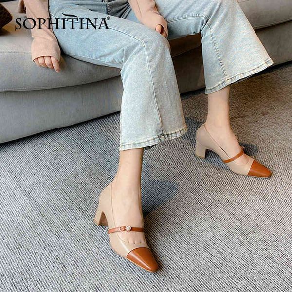 sophitina classics women pumps pearl mary jane genuine leather shoes patchwork thick heel tpr casual office lady shoes so998 210513, Black
sophitina classics women pumps pearl mary jane genuine leather shoes patchwork thick heel tpr casual office lady shoes so998 210513, Black