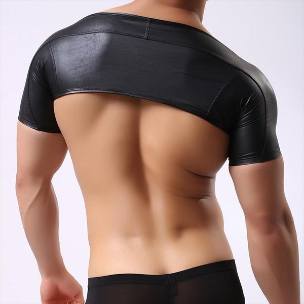 fashion brand black faux leather men man designer fitness crop tank gay male funny compression half vest size, White;black
fashion brand black faux leather men man designer fitness crop tank gay male funny compression half vest size, White;black