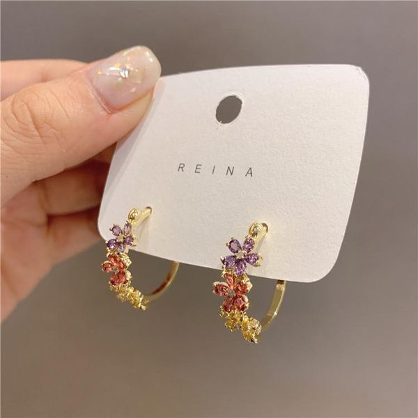hoop & huggie design fashion jewelry exquisite copper inlaid color zircon flower semicircle earrings elegant women's daily wild, Golden;silver
hoop & huggie design fashion jewelry exquisite copper inlaid color zircon flower semicircle earrings elegant women's daily wild, Golden;silver